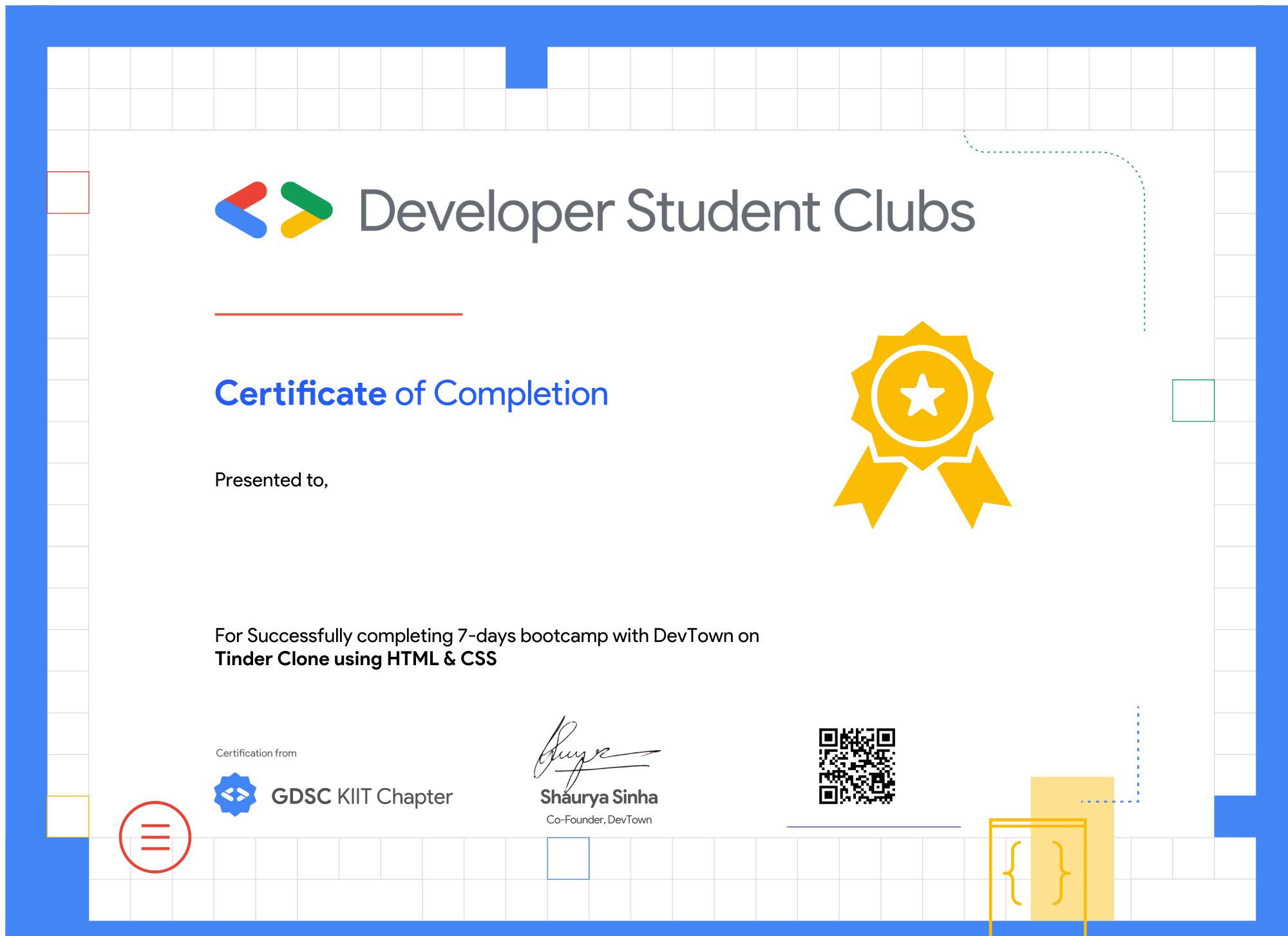 Tinder Clone using HTML & CSS by Developer Student Clubs by Google